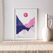 Lade das Bild in den Galerie-Viewer, Kunstdruck &quot;Berge rosa blau&quot;
