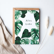 Load image into Gallery viewer, Faltkarte &quot;Alles Liebe Monstera Blätter&quot; | A6
