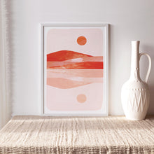 Cargar imagen en el visor de la galería, Kunstdruck &quot;Berge mit Spiegelung rostorange&quot; | abstrakt | verschiedene Größen

