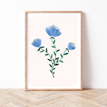 Load image into Gallery viewer, Kunstdruck &quot;Aquarell Wildblumen blau&quot;
