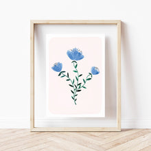Lade das Bild in den Galerie-Viewer, Kunstdruck &quot;Aquarell Wildblumen blau&quot;
