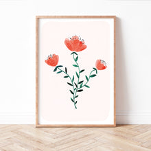 Lade das Bild in den Galerie-Viewer, Kunstdruck &quot;Aquarell Wildblumen rot&quot;
