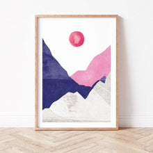 Cargar imagen en el visor de la galería, Kunstdruck &quot;Berge rosa blau&quot;
